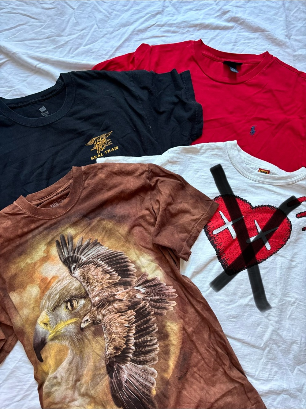 Mixed Graphic Tee Pack - Red, Black, White, Brown